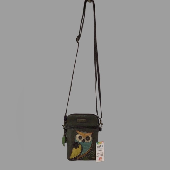 New CHALA Owl Vegan Leather Convertible Dark Green Bag with 2 Straps - Picture 5 of 14